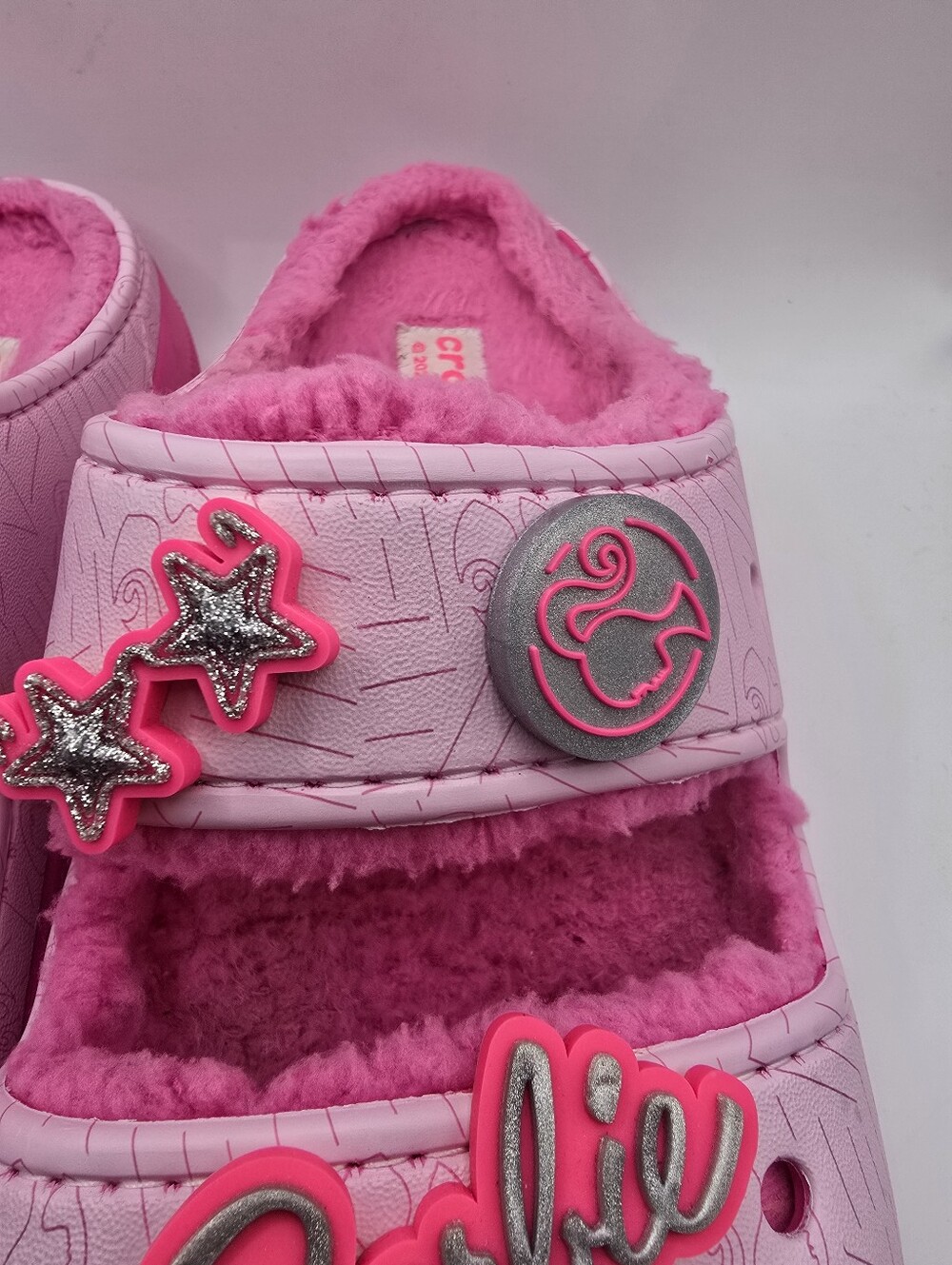 CROCS Cozzzy Pink Plush-Lined Mattel Barbie Slide Sandals. Worn Once. Ladies 10 - Picture 6 of 16